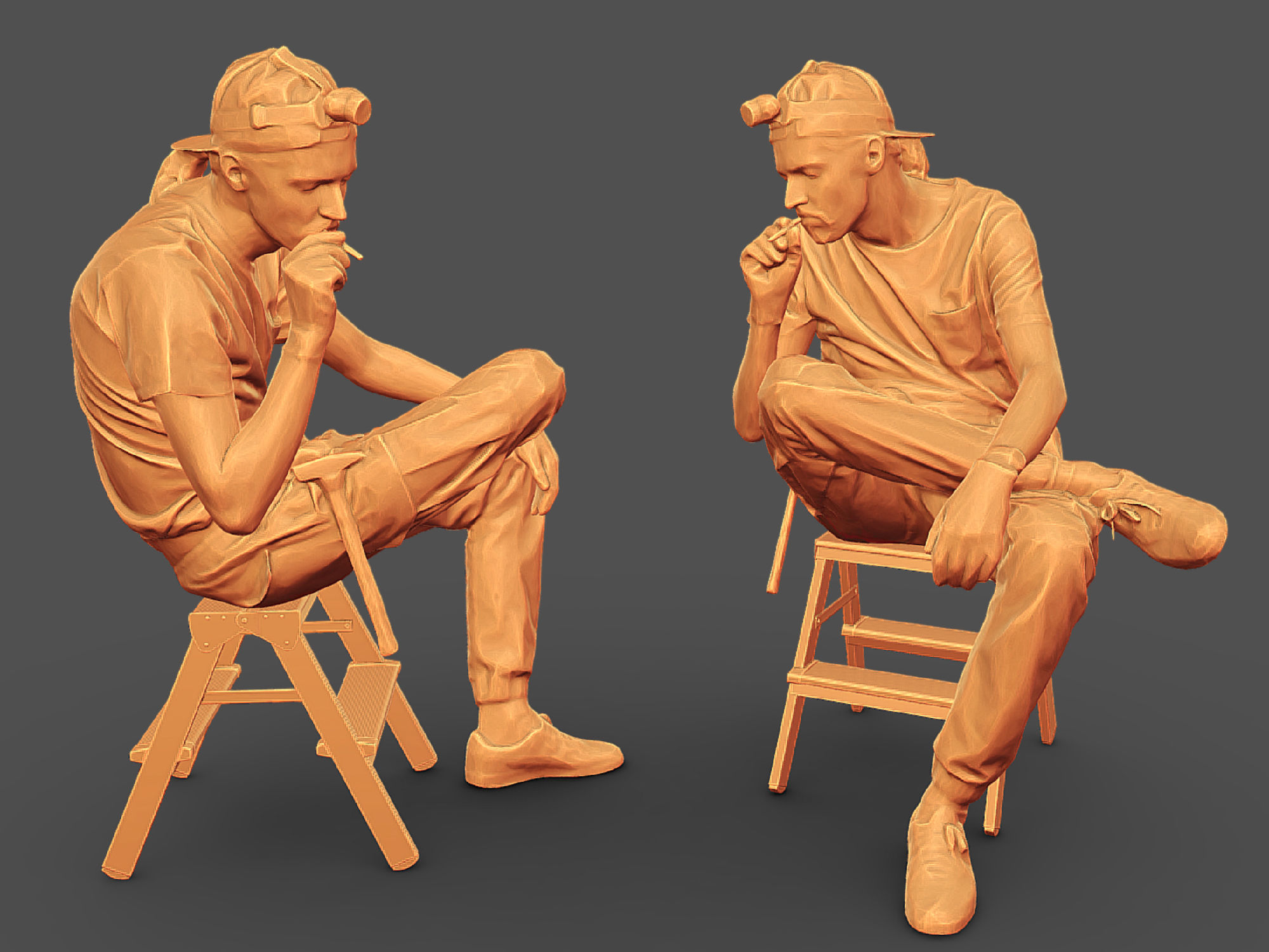 Photorealistic Construction Worker Character 3D model_2