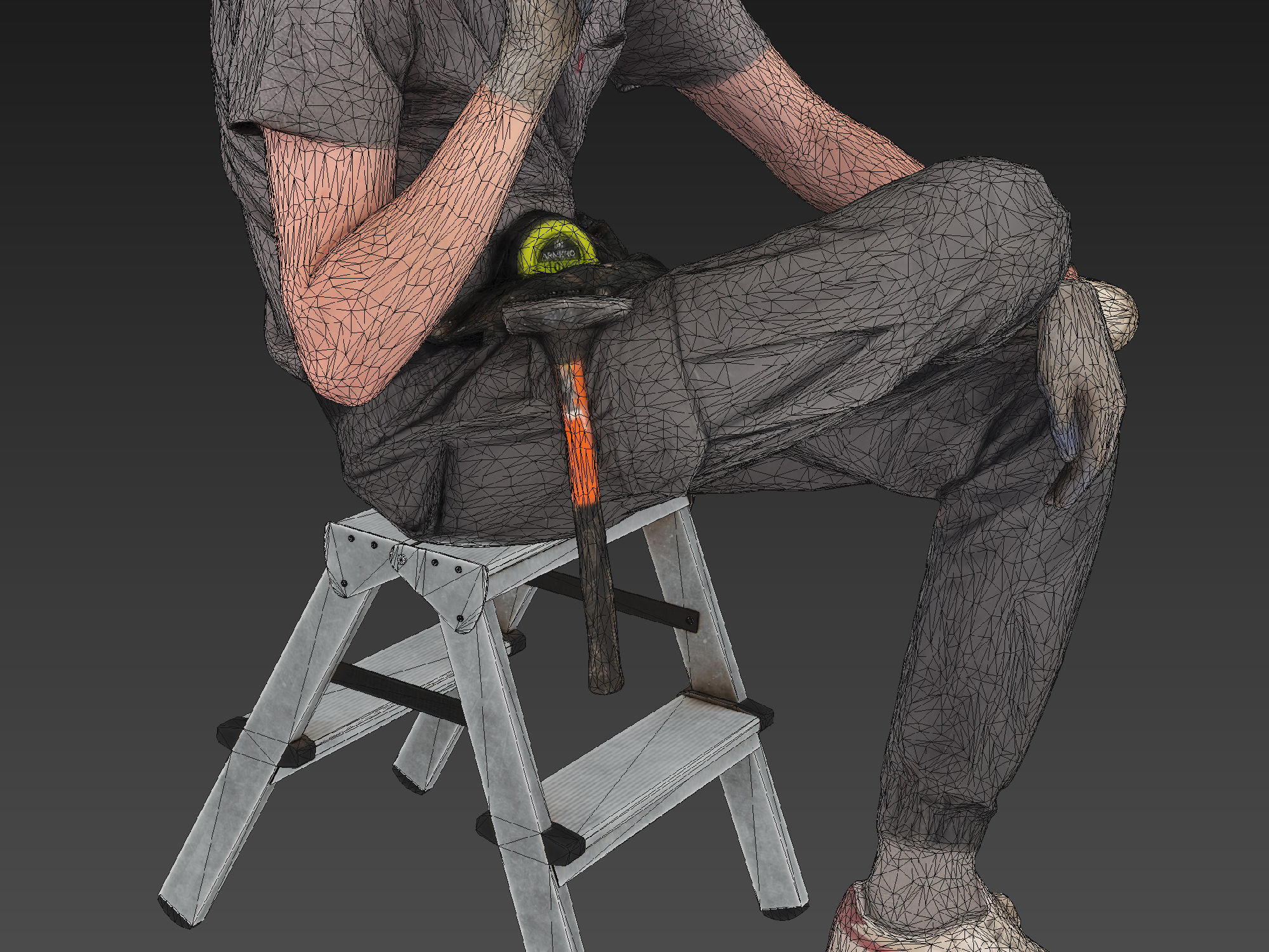 Photorealistic Construction Worker Character 3D model_10