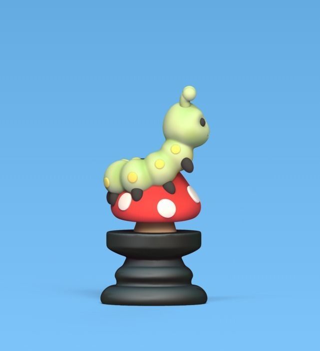 Alice Chess - Side A - Caterpillar -  Rook 3D print model_1