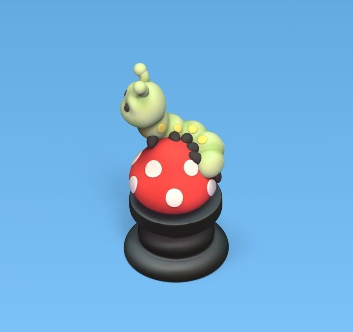 Alice Chess - Side A - Caterpillar -  Rook 3D print model_3