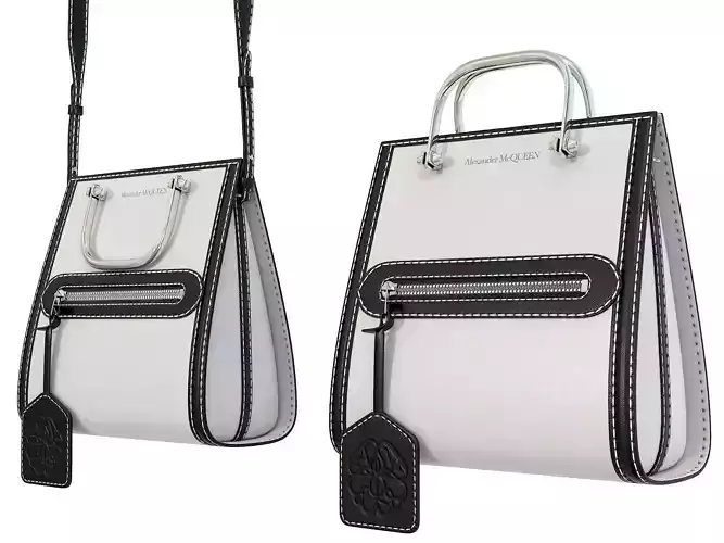 Alexander McQueen Short Story Bag Black White