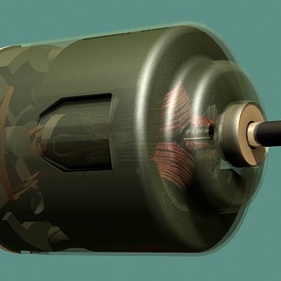 DC motor educational animation 3D model_3