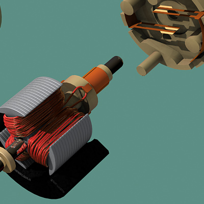 DC motor educational animation 3D model_4