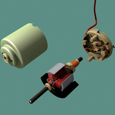 DC motor educational animation 3D model_1