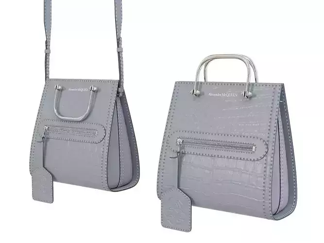 Alexander McQueen Short Story Bag Crocodile Gray