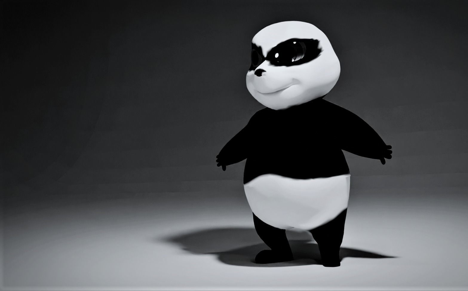 low poly characacter panda bear 3D model_3