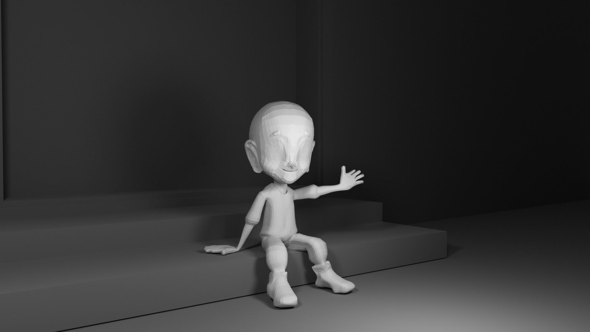 low poly characacter panda bear 3D model_1