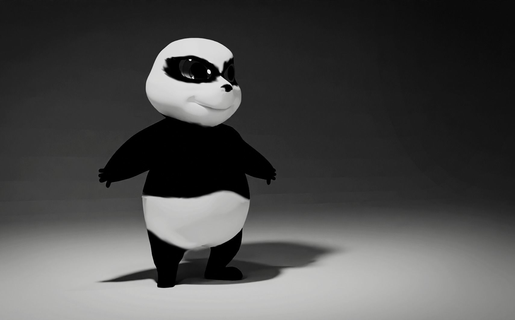 low poly characacter panda bear 3D model_2