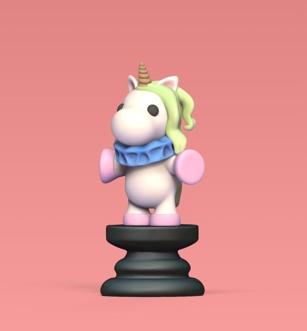 Alice Chess - Side A - Unicorn - Knight 3D print model_1