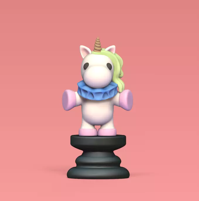 Alice Chess - Side A - Unicorn - Knight 3D print model_0