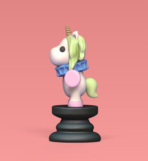 Alice Chess - Side A - Unicorn - Knight 3D print model_2