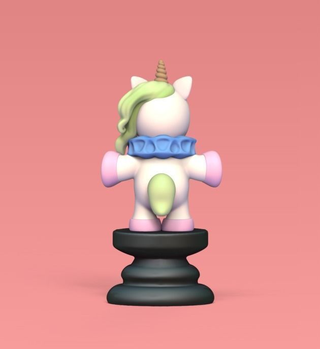 Alice Chess - Side A - Unicorn - Knight 3D print model_3