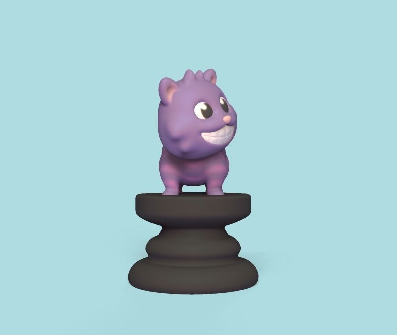 Alice Chess - Side A - Cheshire Cat - Bishop 3D print model_1