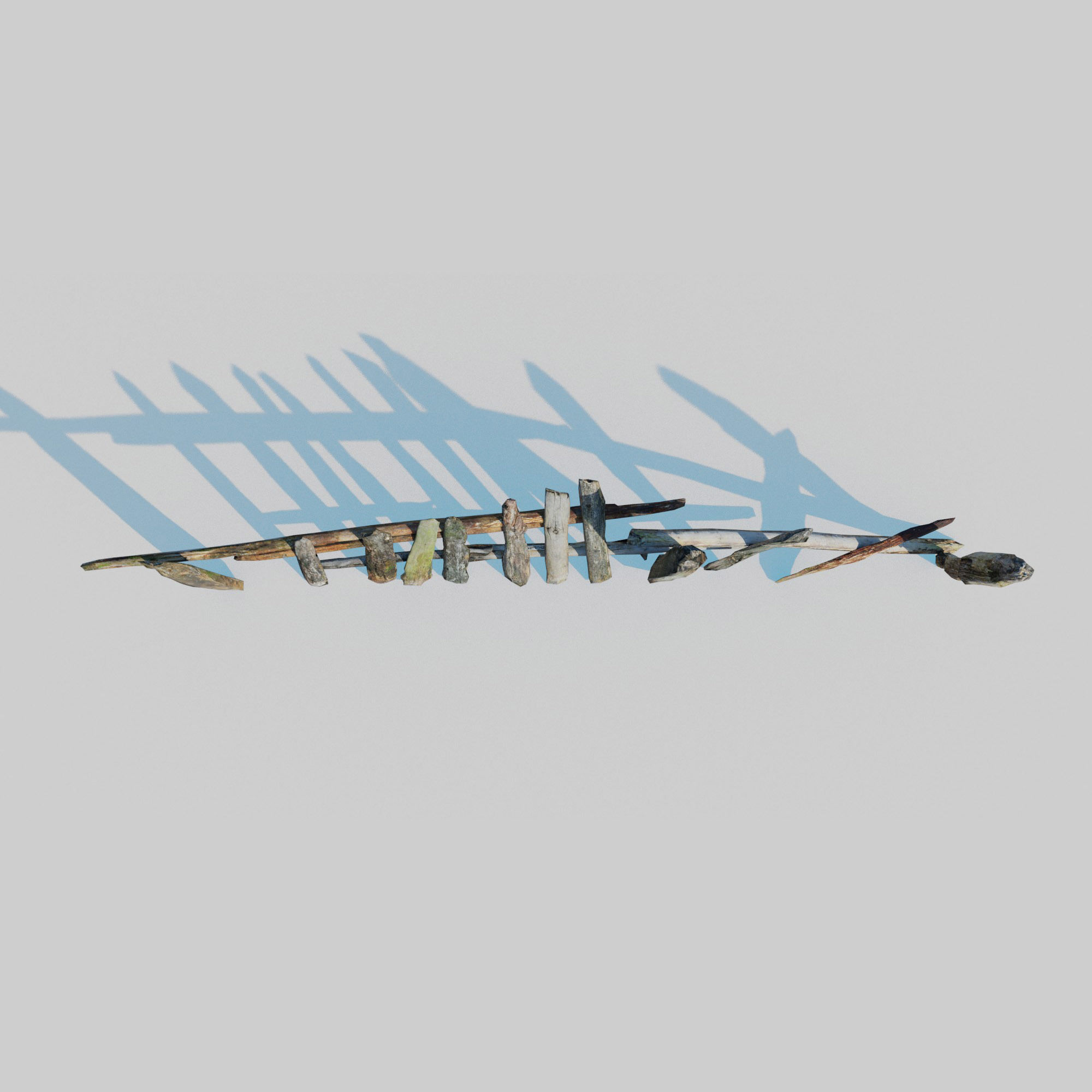 Old Fence Low-poly 3D model_8