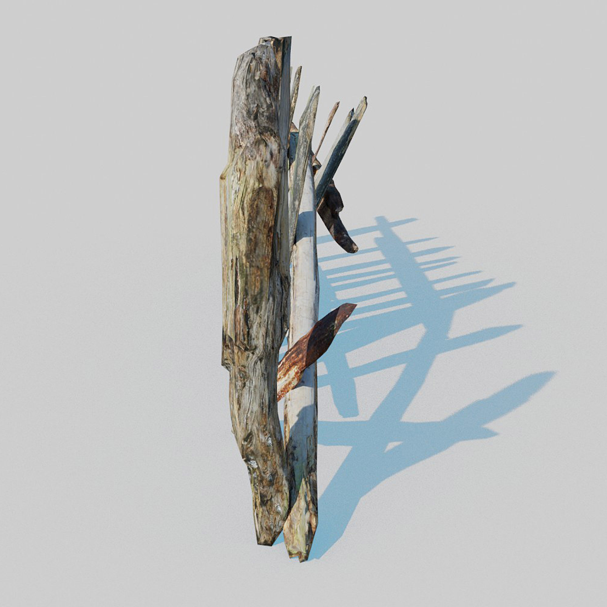 Old Fence Low-poly 3D model_3