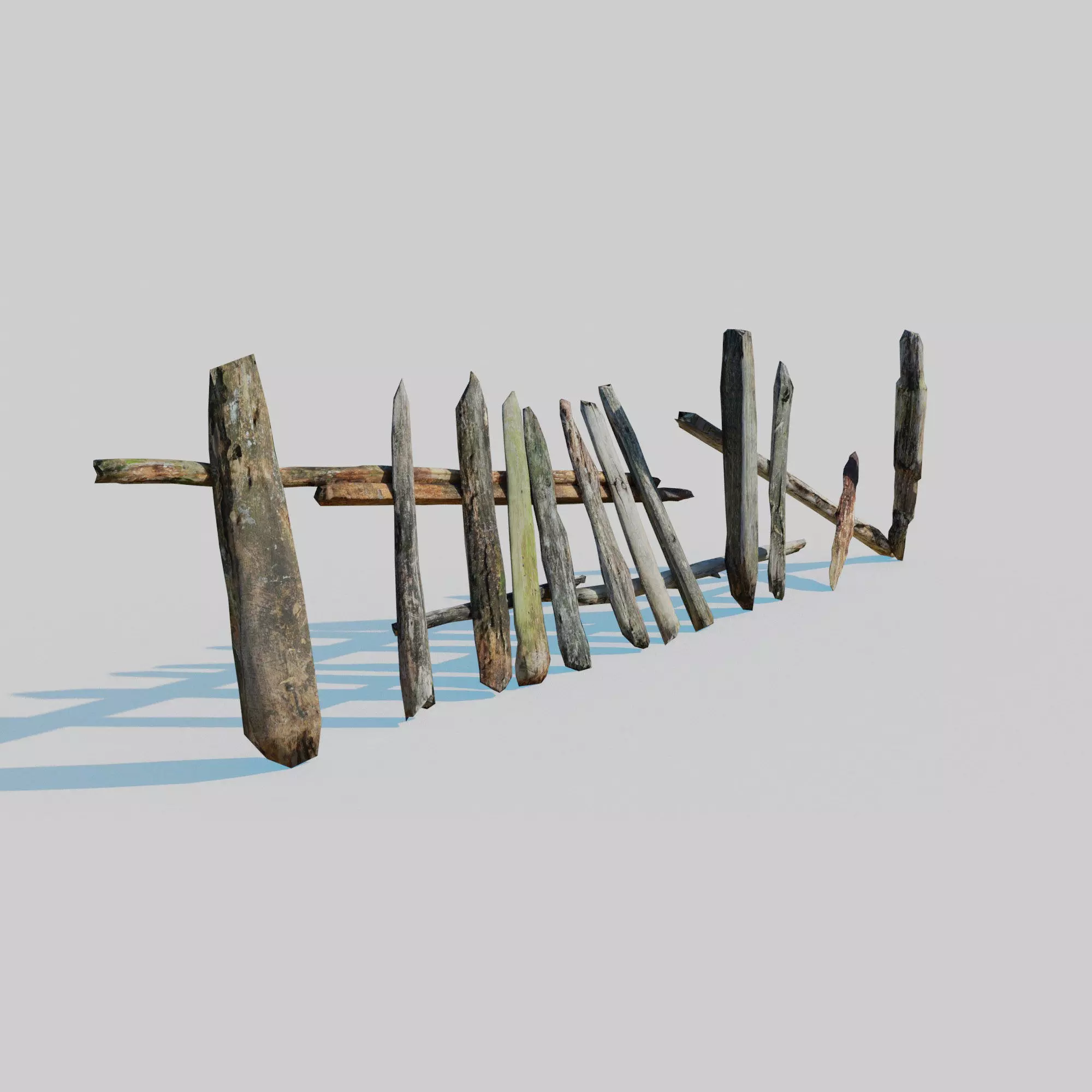 Old Fence Low-poly 3D model_0