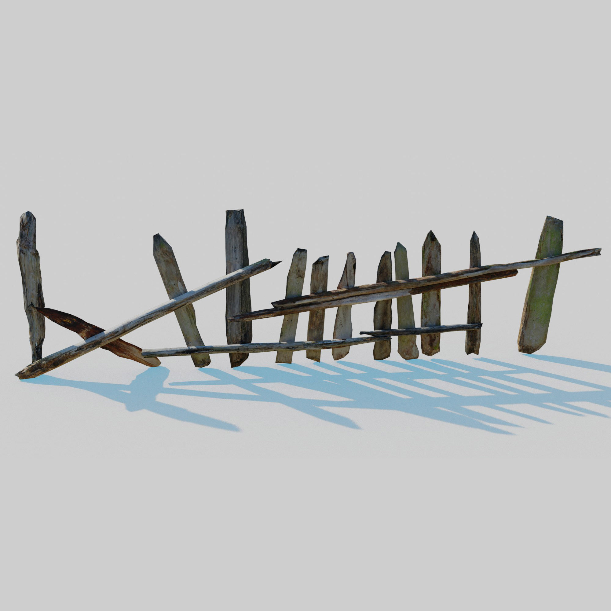Old Fence Low-poly 3D model_11