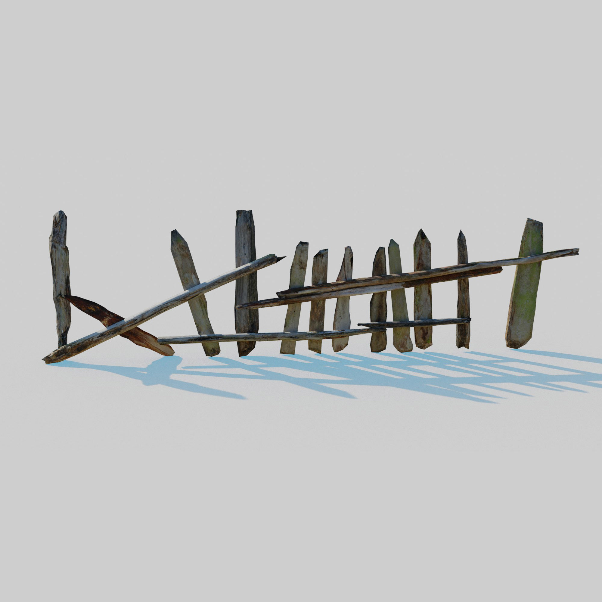 Old Fence Low-poly 3D model_5