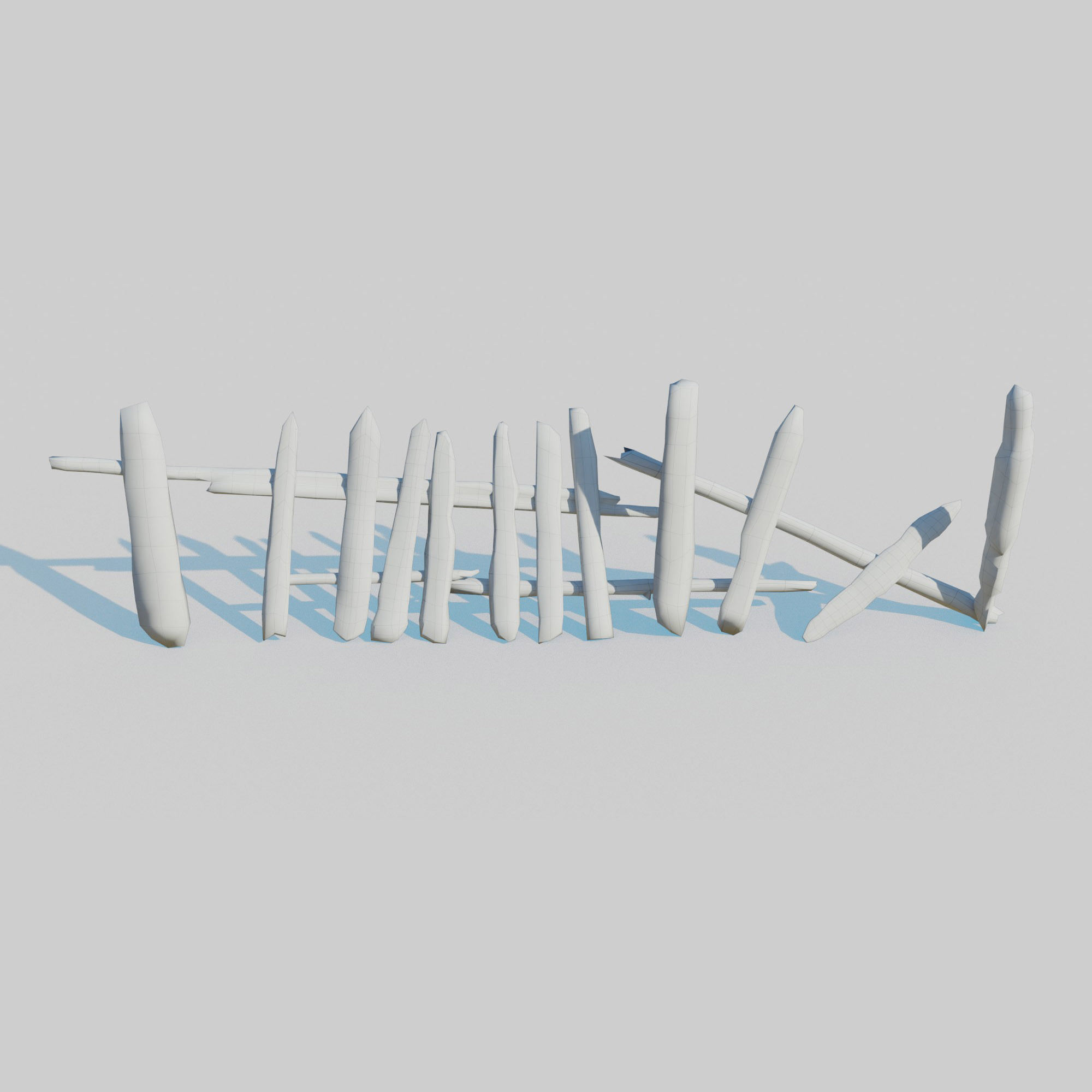 Old Fence Low-poly 3D model_10