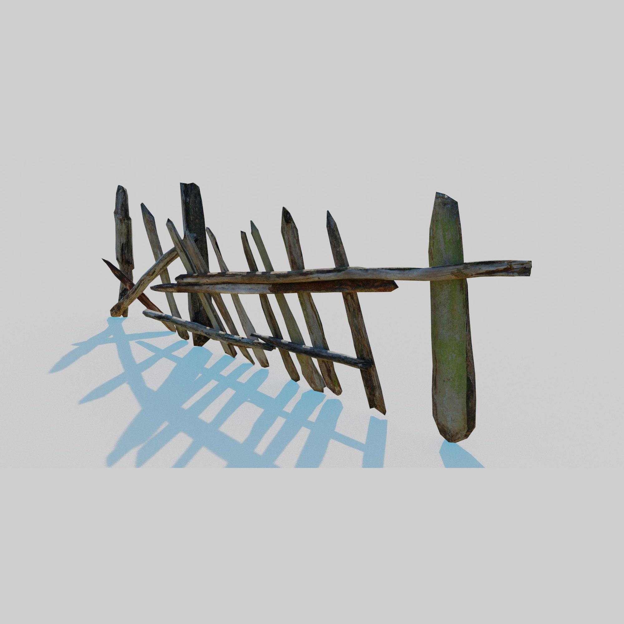 Old Fence Low-poly 3D model_6