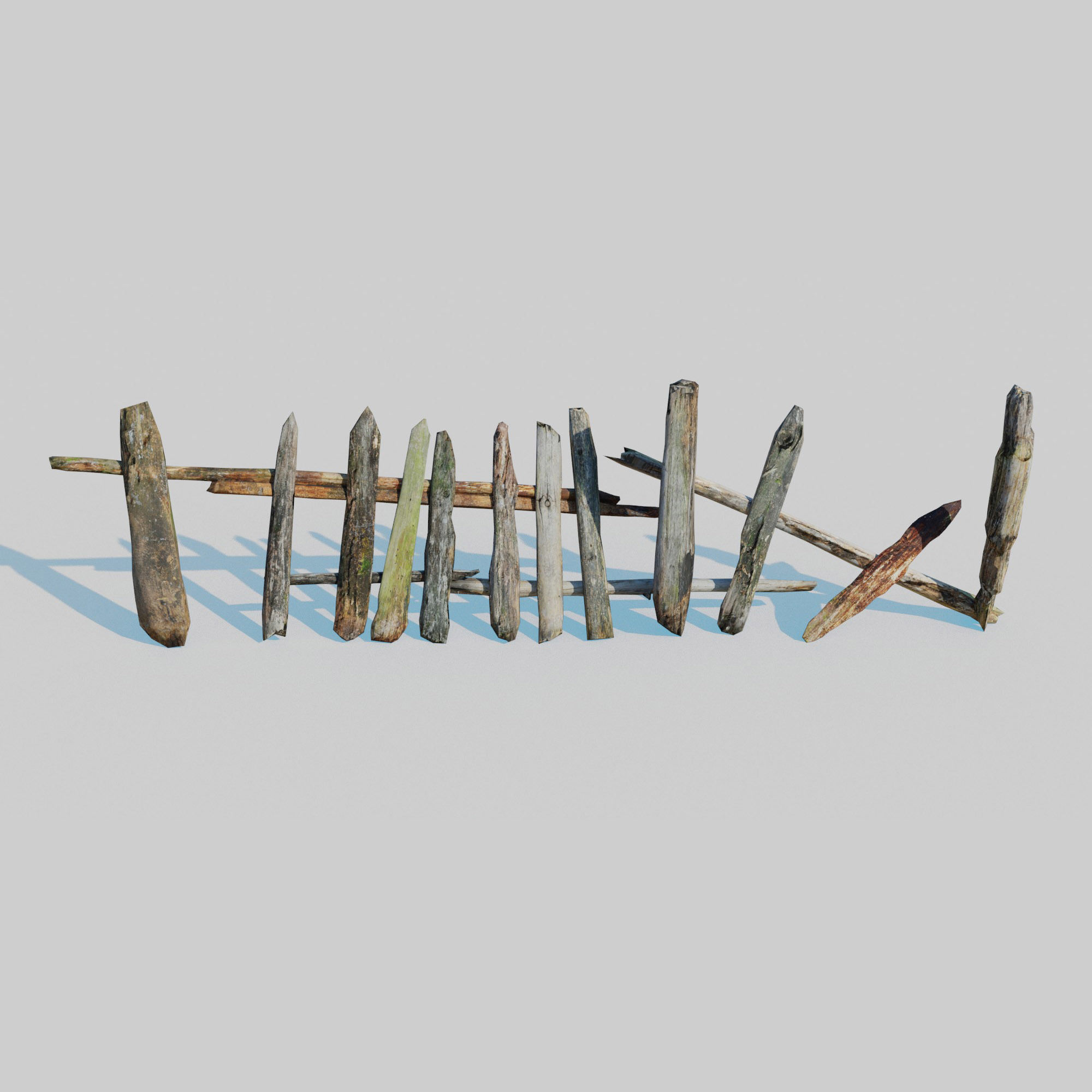 Old Fence Low-poly 3D model_9