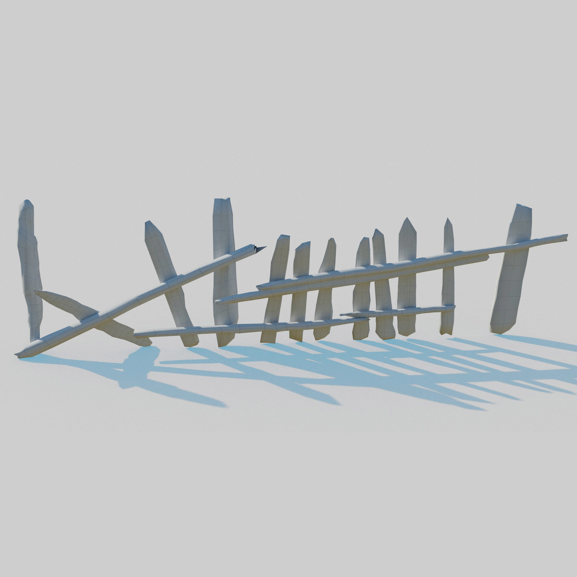 Old Fence Low-poly 3D model_12