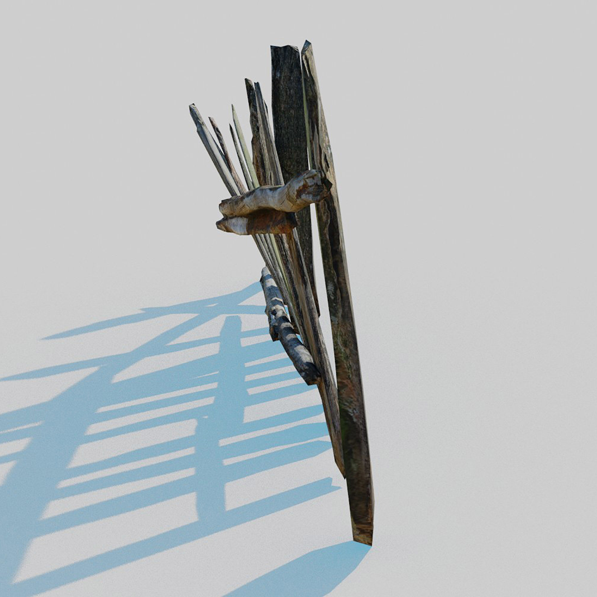 Old Fence Low-poly 3D model_7