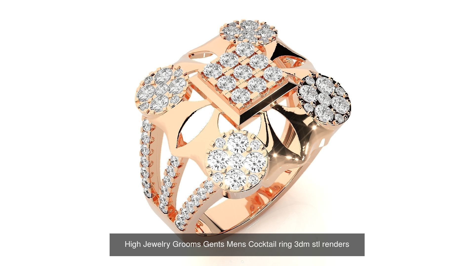 10 Gents Mens Grooms Cocktail Ring 3dm stl renders details  3D Model Collection_3