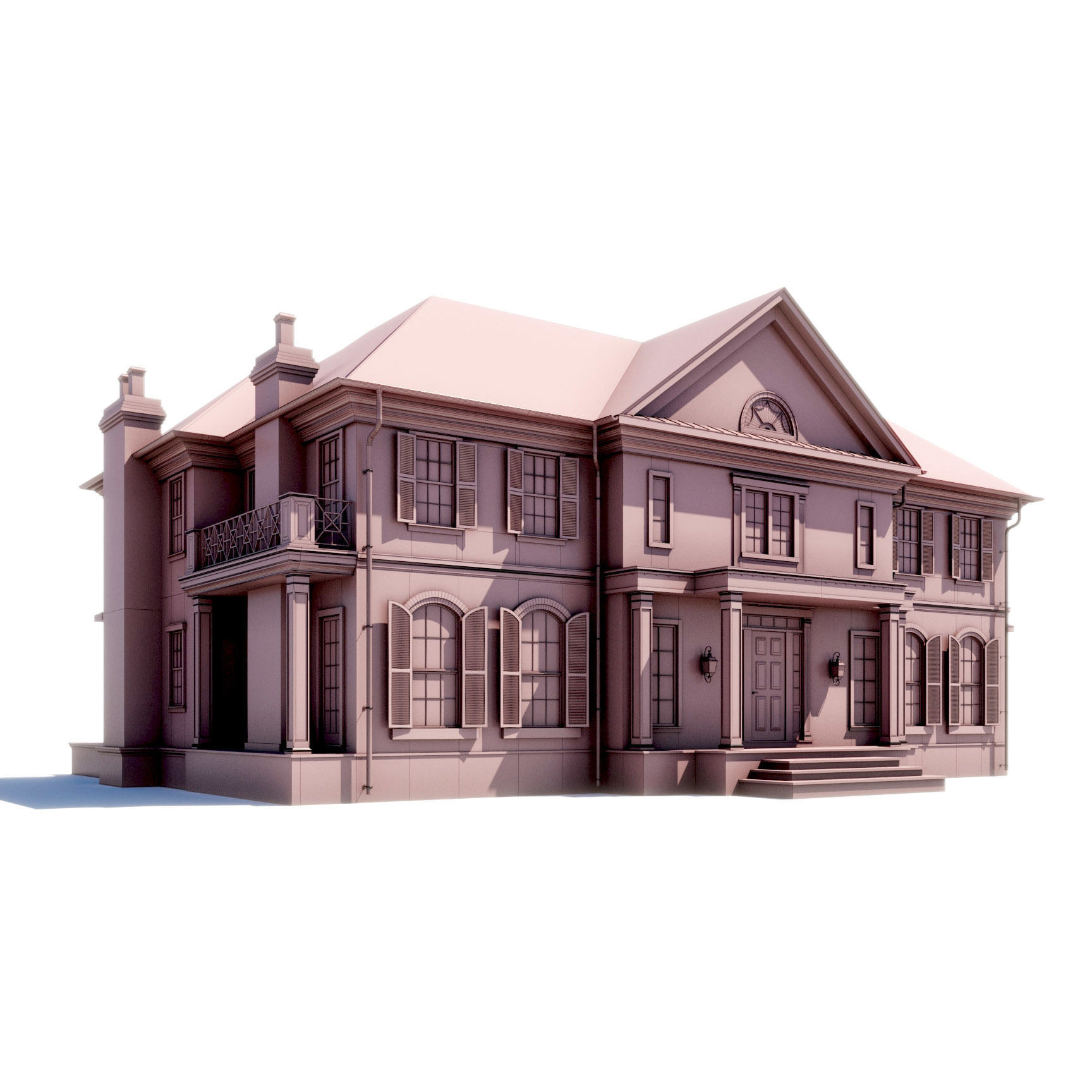 Build024 brick house 3D model_1