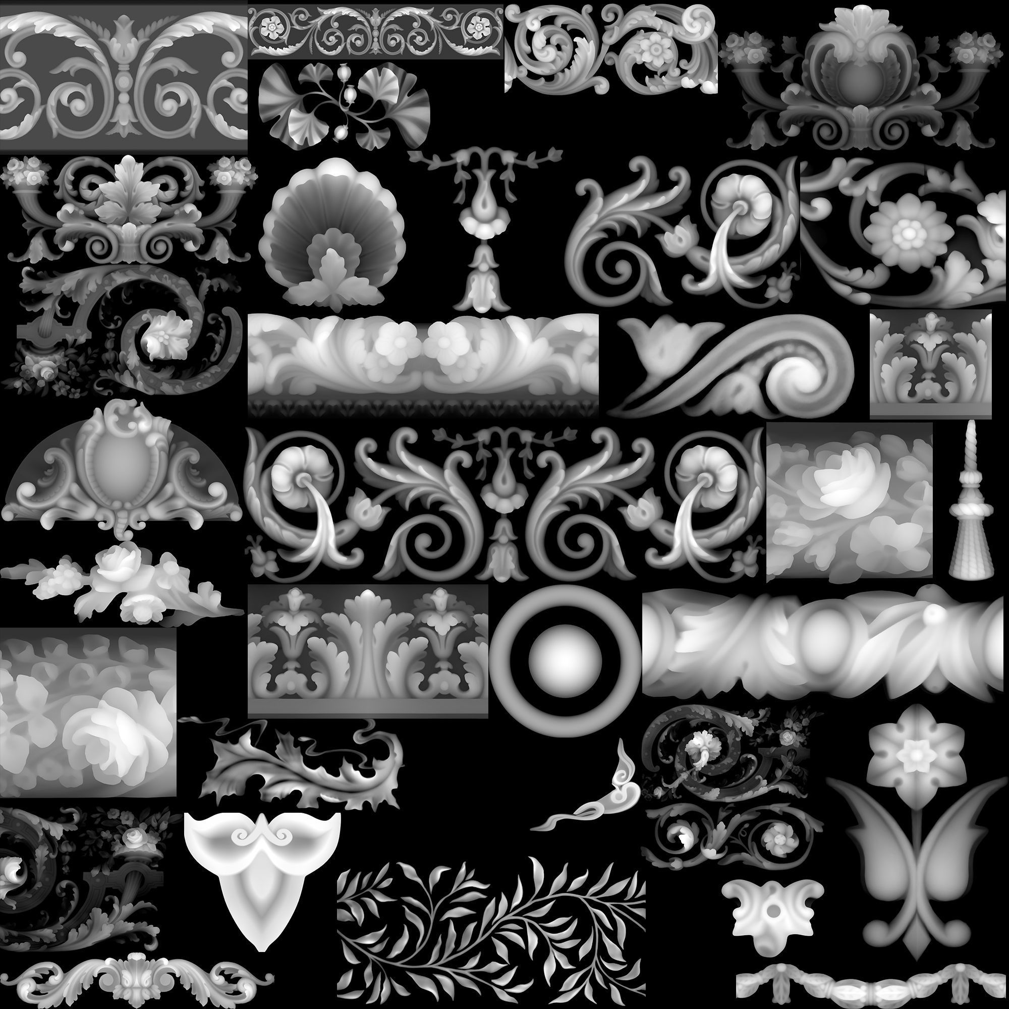 100 Ornament Alpha Brushes And Alphas - Vol 02  3D model_1
