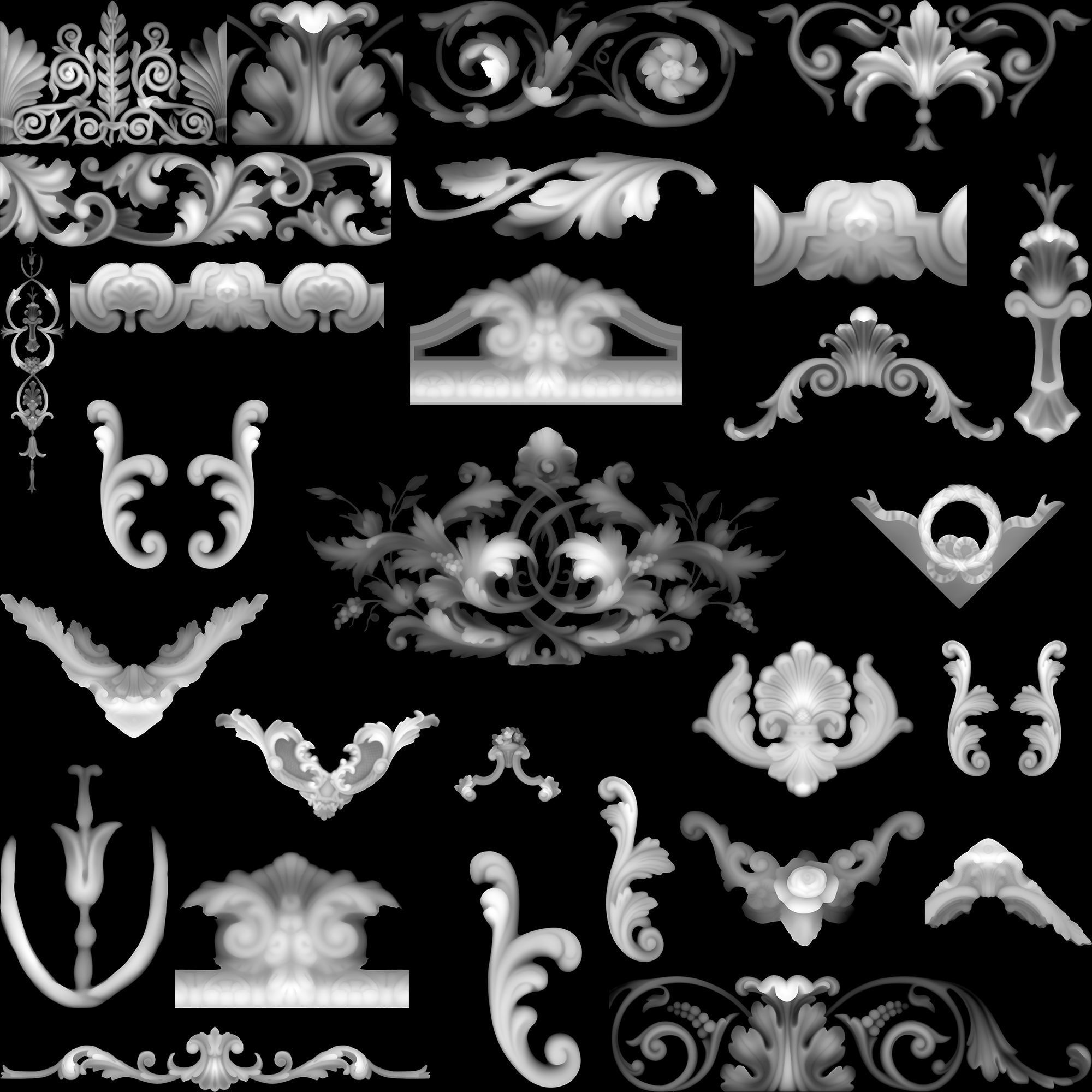 100 Ornament Alpha Brushes And Alphas - Vol 02  3D model_2