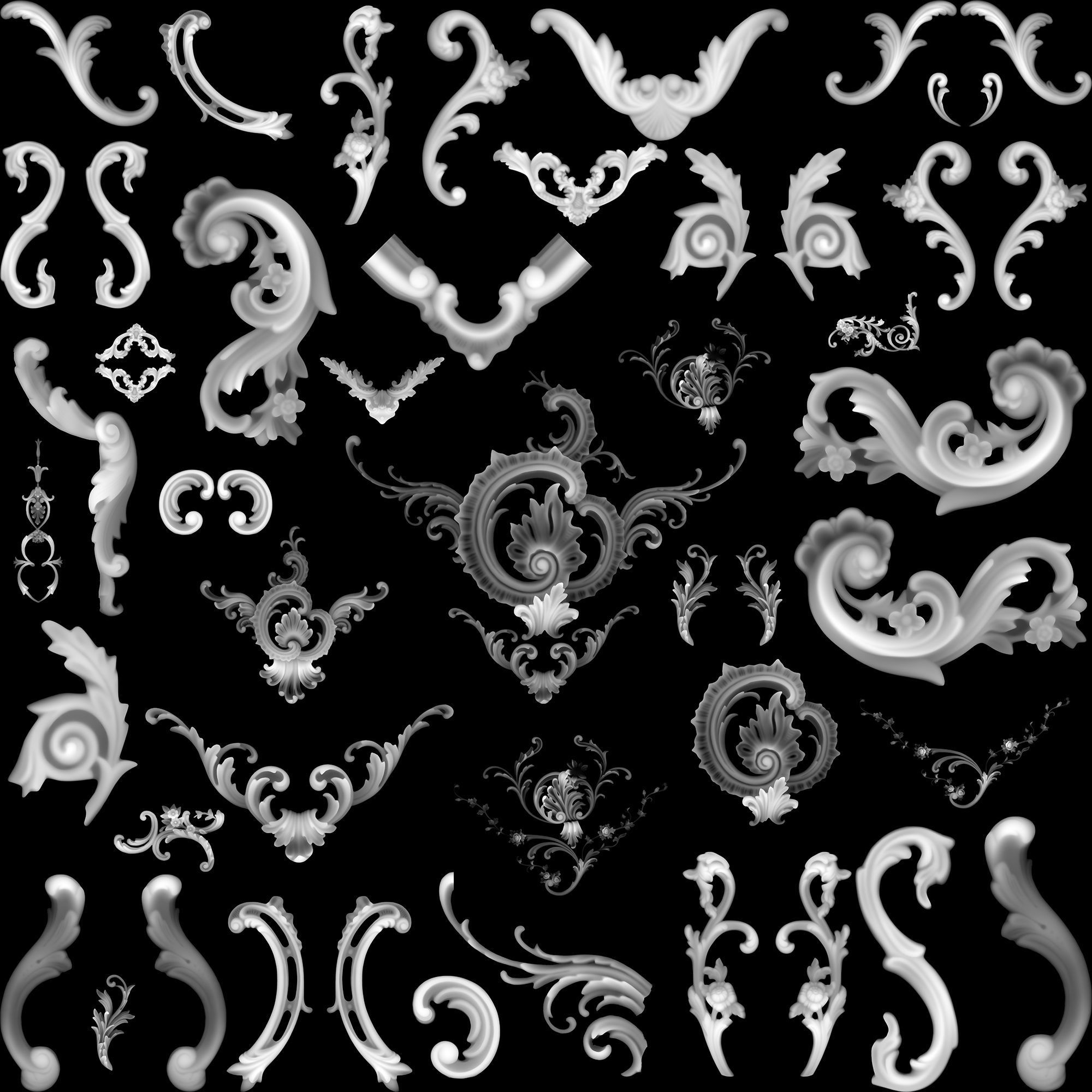 100 Ornament Alpha Brushes And Alphas - Vol 02  3D model_3