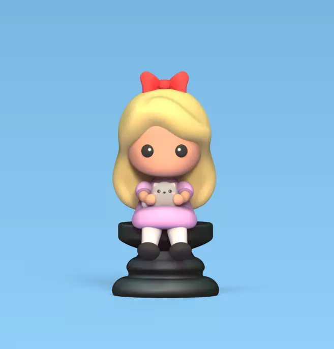Alice Chess - Side A - Alice - Queen 3D print model_0