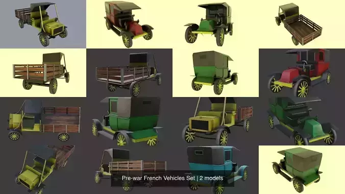 Pre-war French Vehicles Set 3D Model Collection