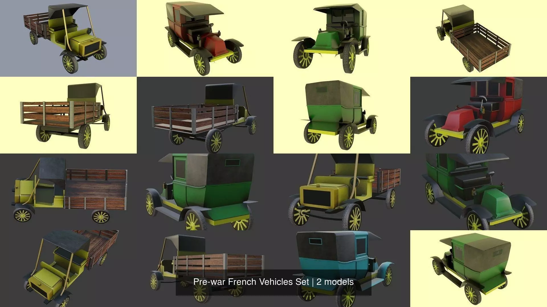 Pre-war French Vehicles Set 3D Model Collection_0