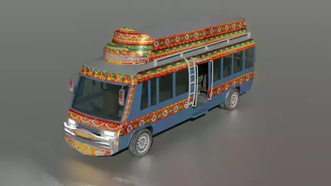 Pakistani Old Bus  Low-poly 3D model