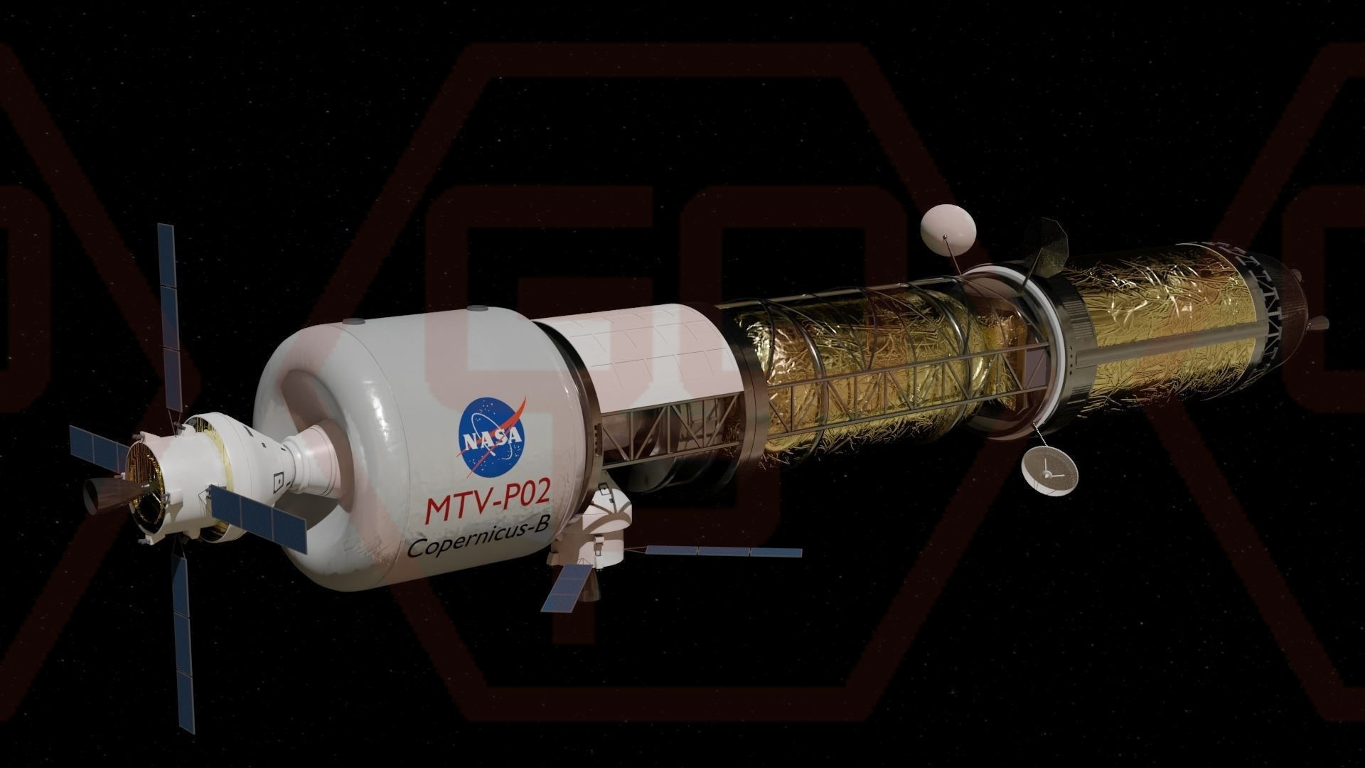 SCI-FI Spaceship Low-poly 3D model_8