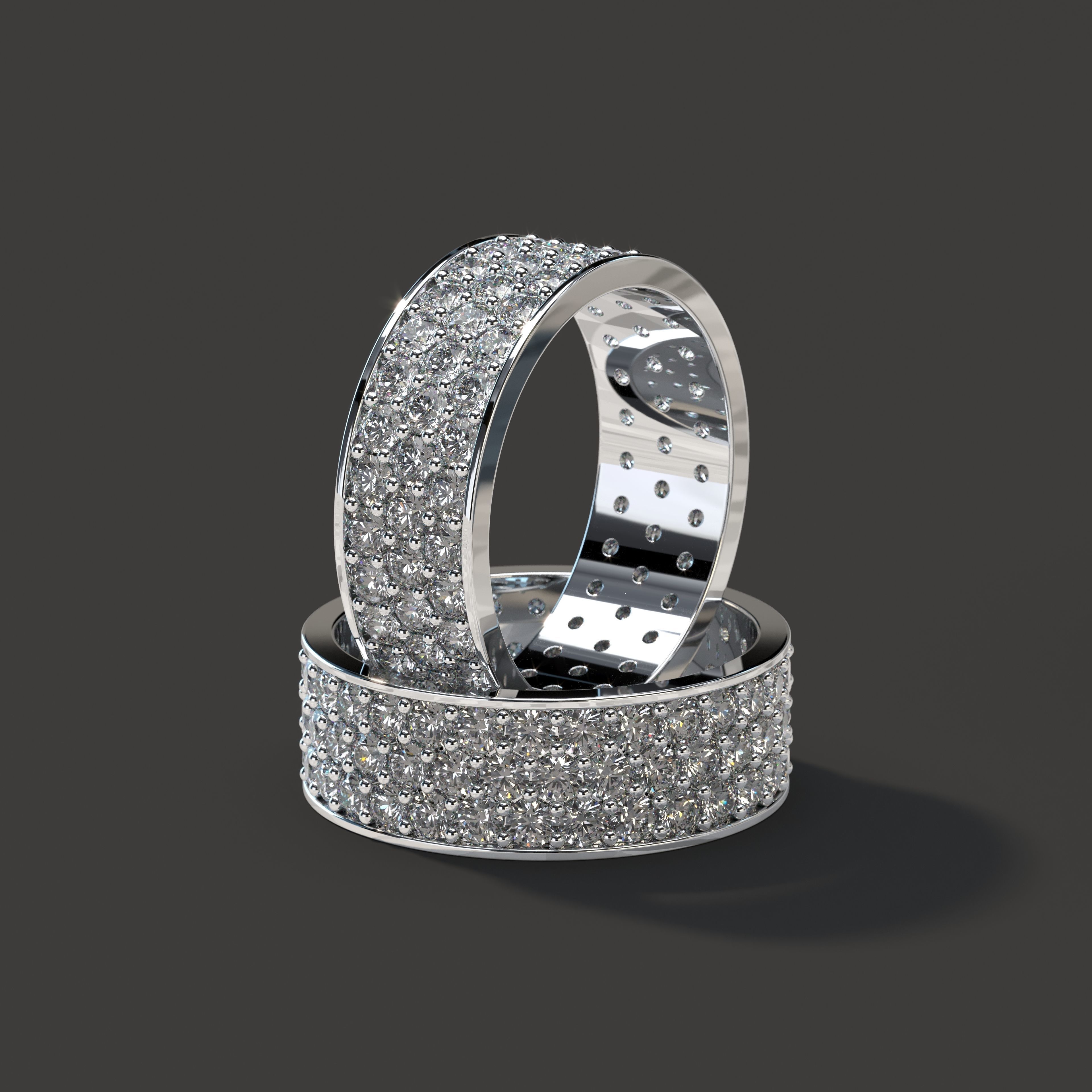 Slim Ring with diamonds 3D print model_1