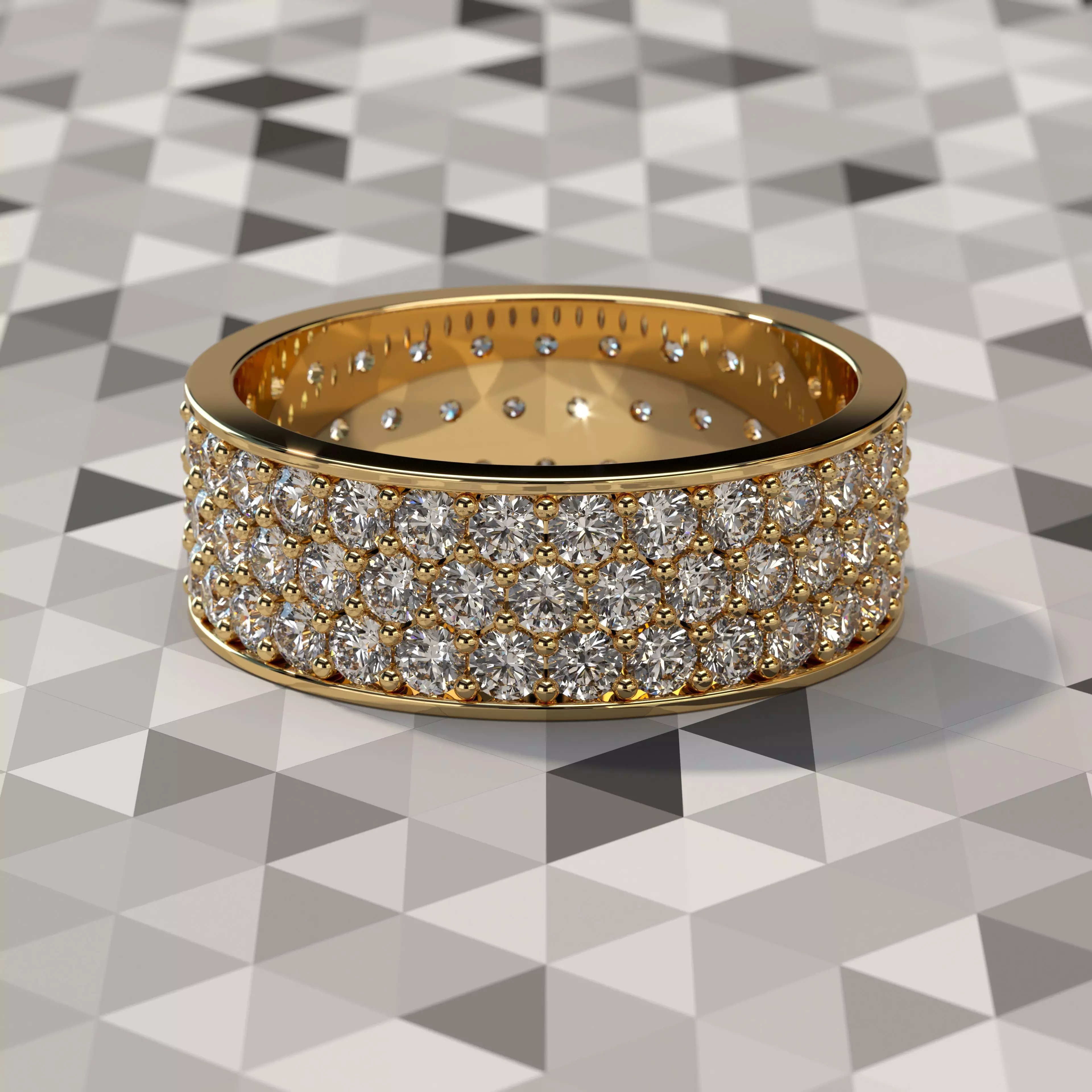 Slim Ring with diamonds 3D print model_0