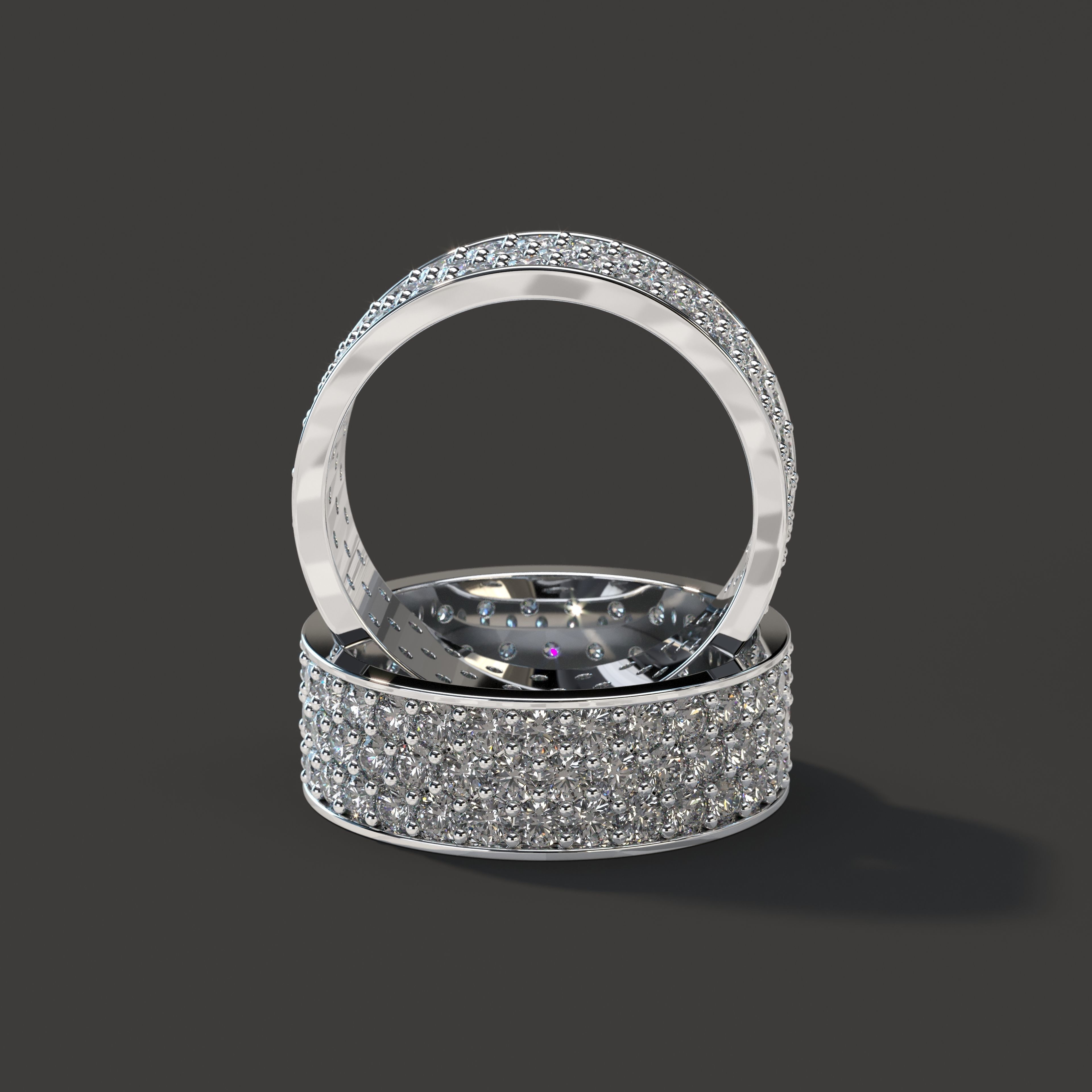 Slim Ring with diamonds 3D print model_3