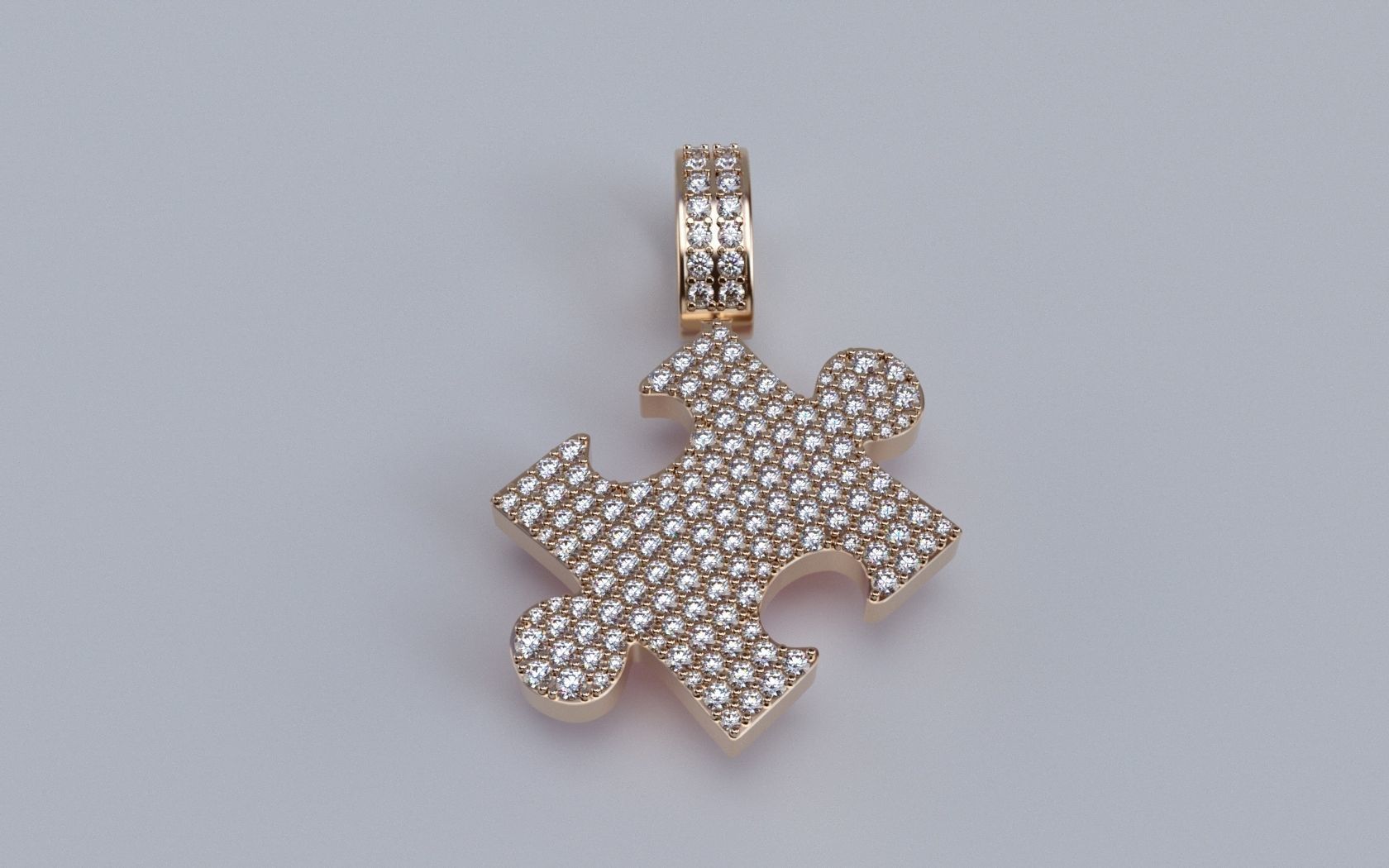 Puzzle Piece Pendant - Pave - Small 3D print model_1