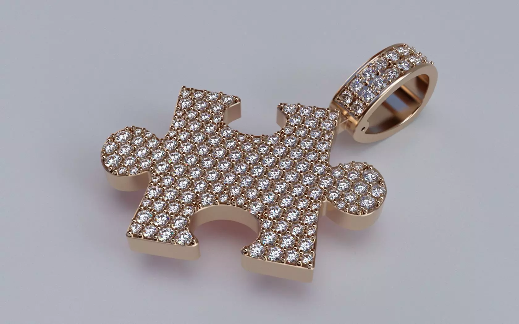 Puzzle Piece Pendant - Pave - Small 3D print model_0