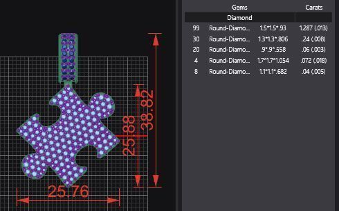Puzzle Piece Pendant - Pave - Small 3D print model_2