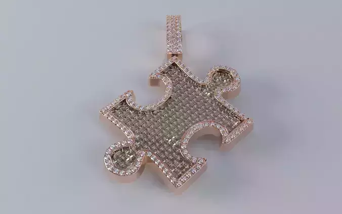 Puzzle Piece Pendant - Baguette and Princess Cut Center 