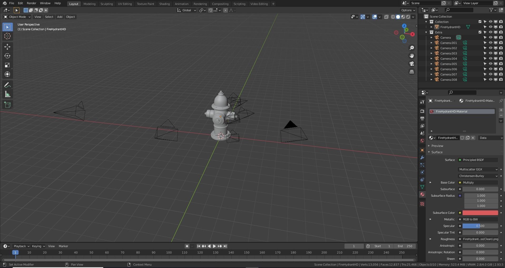 Fire Hydrant High Detail Low-poly 3D model_29