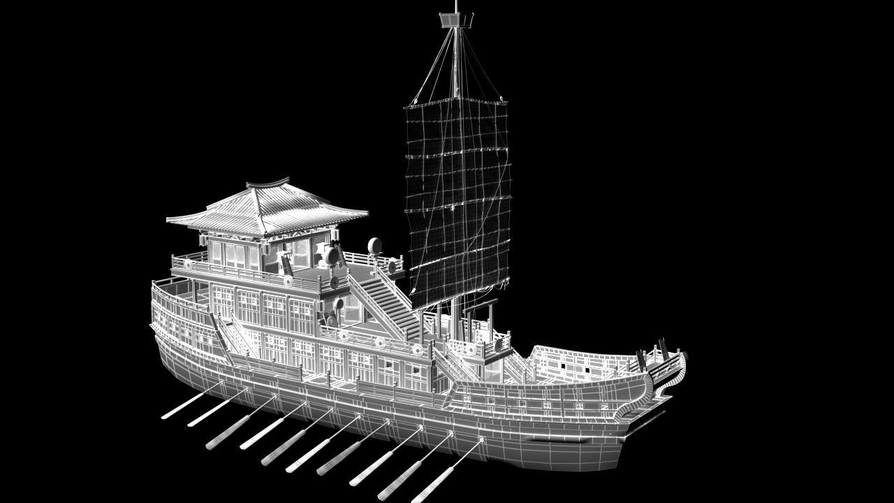 Chinese junk boat  3D model_4