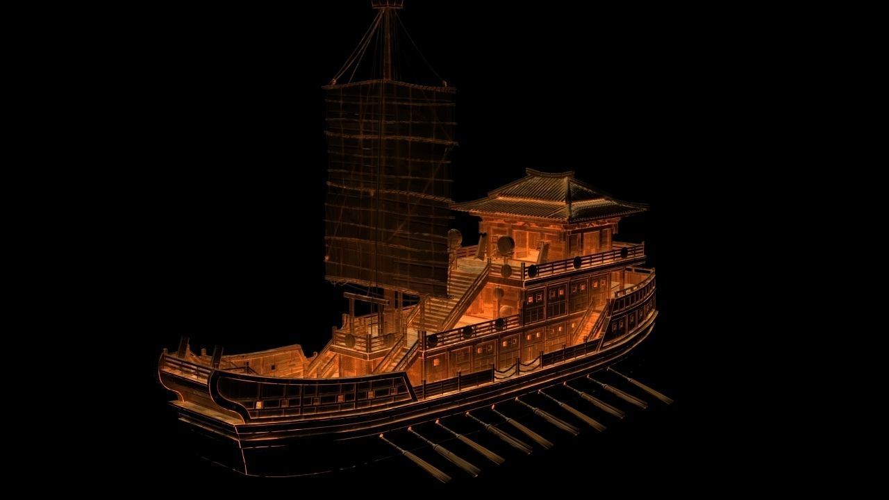 Chinese junk boat  3D model_1