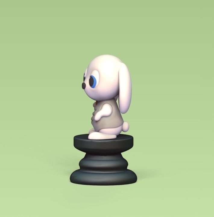 Alice Chess - Side A - White Rabbit - Pawn 3D print model_1