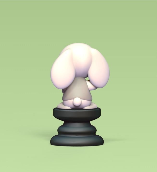 Alice Chess - Side A - White Rabbit - Pawn 3D print model_2
