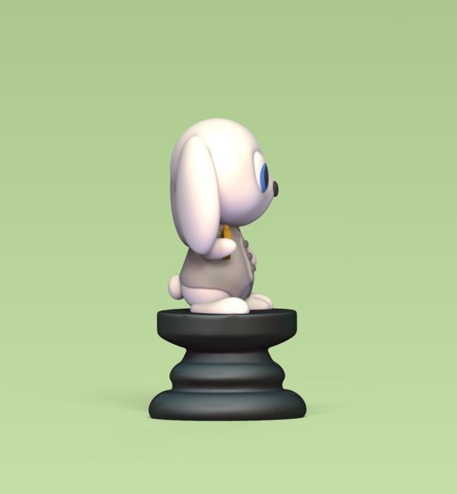 Alice Chess - Side A - White Rabbit - Pawn 3D print model_3